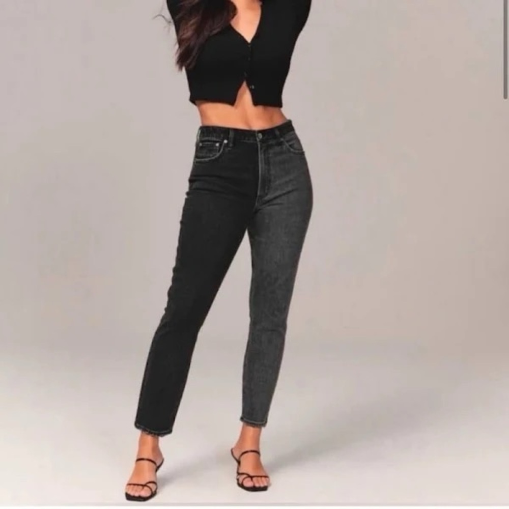 Abercrombie Curve Love High Rise two toned black skinny jeans